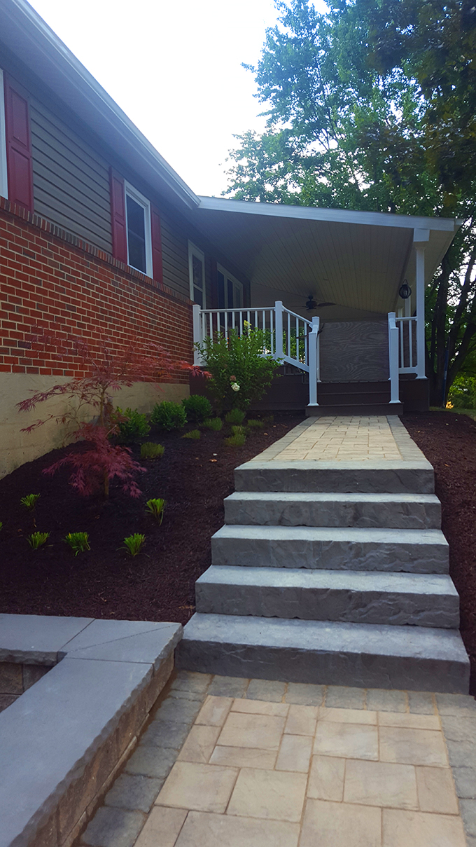 Retaining wall and front door access