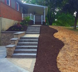 Retaining wall, steps, entrance