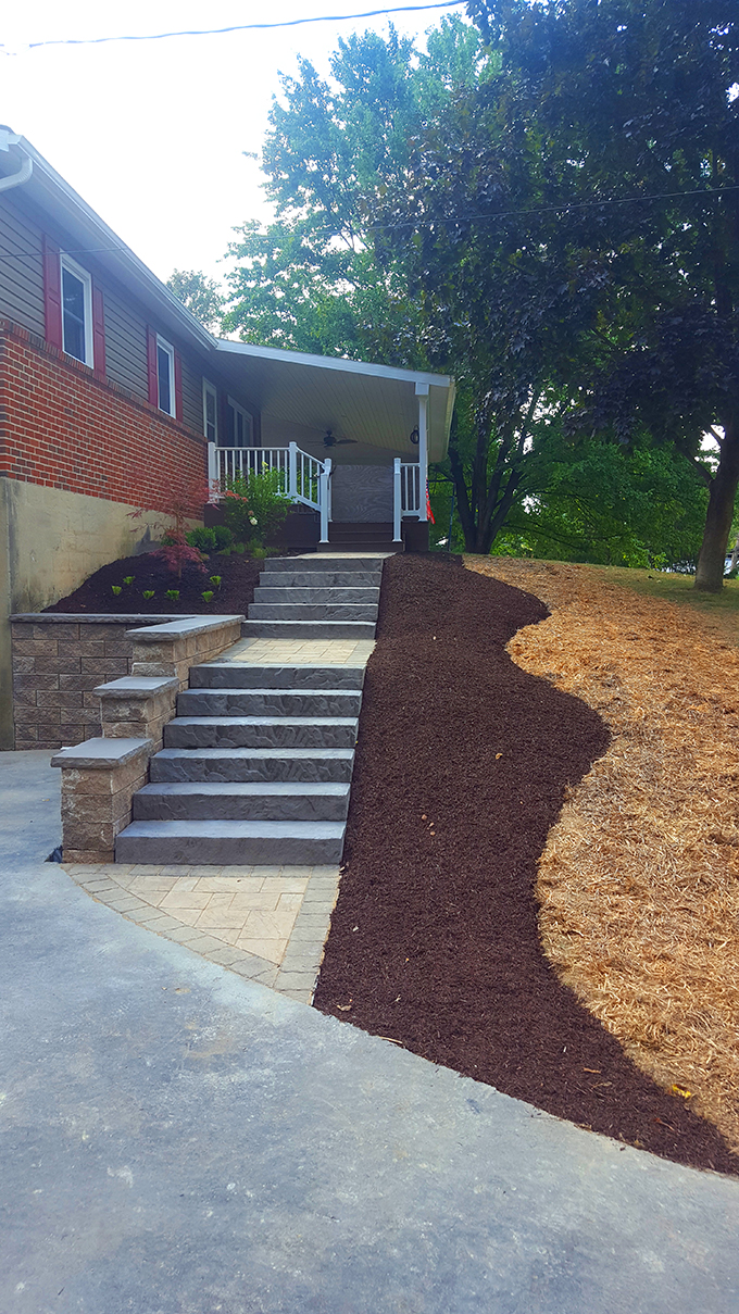 Retaining wall and front door access