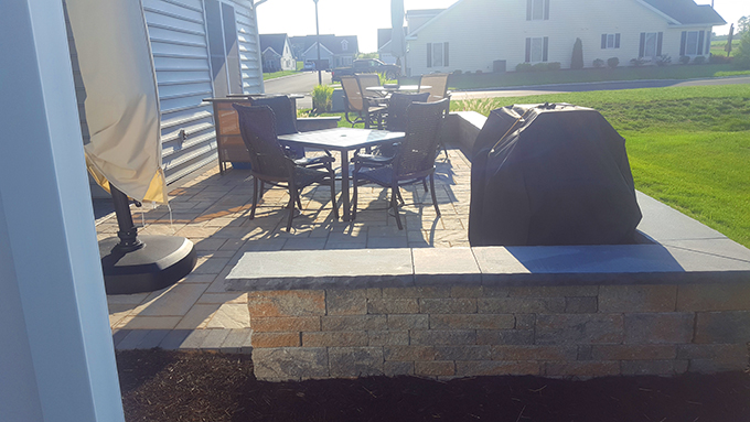 Townhome patio and seatwall
