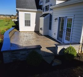 Patio with Curved Seat Wall