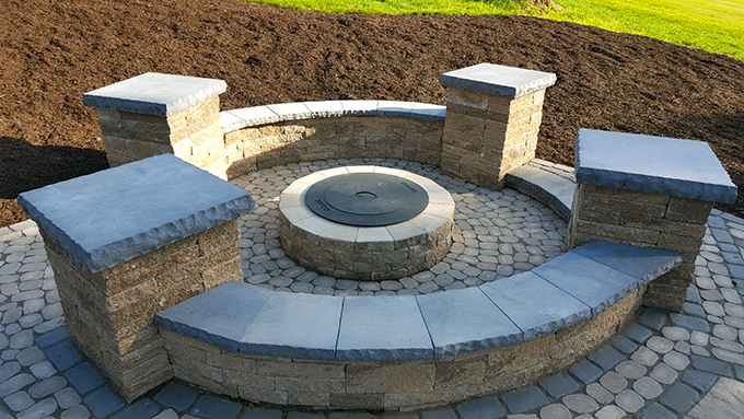 Outdoor kitchen, patio, and fire pit