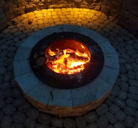 Outdoor kitchen, patio, and fire pit