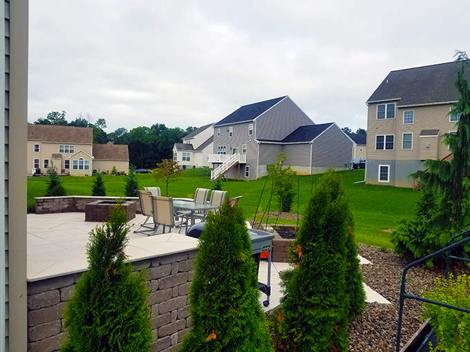 Porcelain Tile Patio, Firepit, Herb Garden and Landscaping