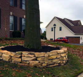 Natural Stacked Stone Garden Wall