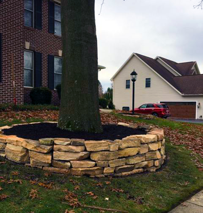 Natural Stacked Stone Garden Wall