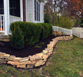 Natural Stacked Stone Garden Wall