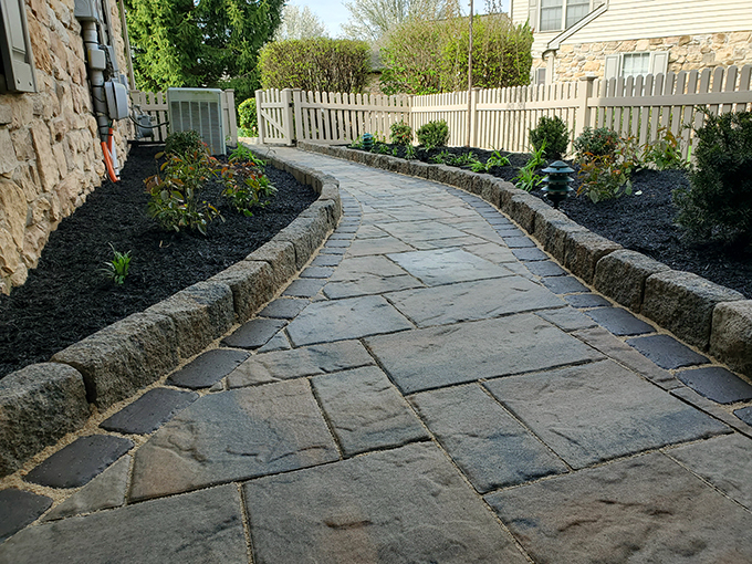 Townhouse Courtyard Walkway, Curbing and Planting