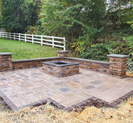 Cast Stone Wall, Firepit and Patio