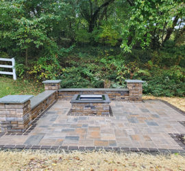 Cast Stone Wall, Firepit and Patio