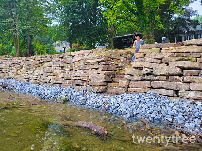 Boulder Retaining Wall on the Creek