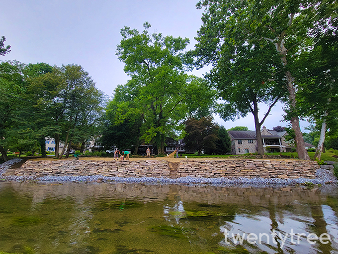 Boulder Retaining Wall on the Creek