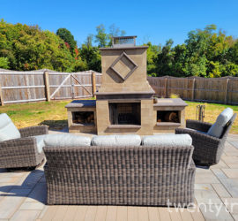 Fireplace, patio and Landscaping