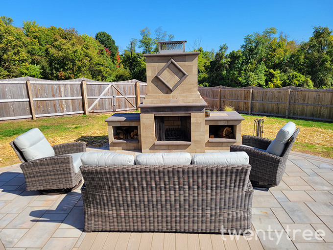 Fireplace, patio and Landscaping